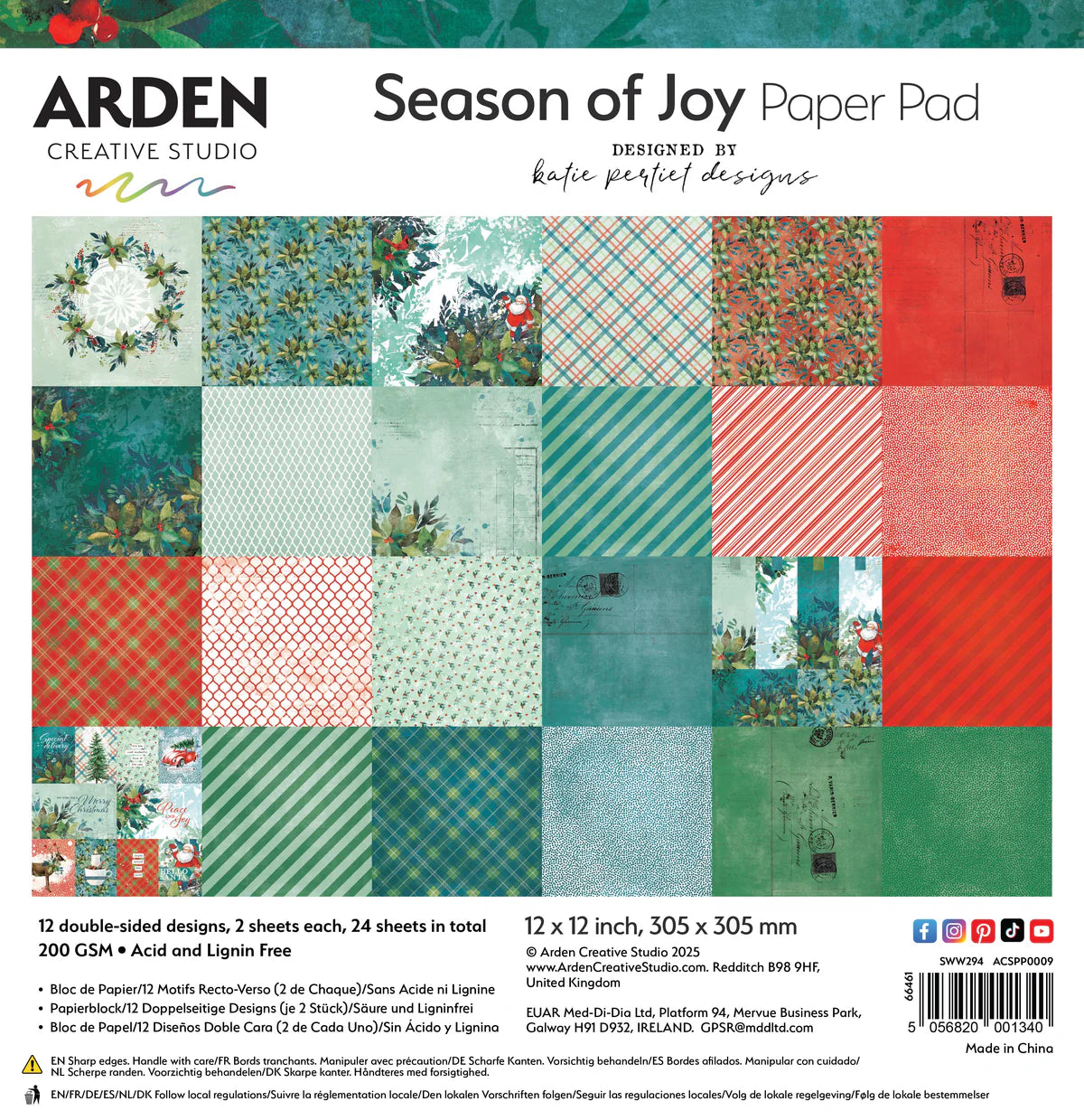 Arden Creative Studio Season of Joy 12” x 12” Paper Pad